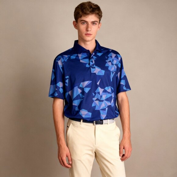 NWT Redvanly Polo Shirt Mens Geometric Bond Performance Golf Active Tech M - Picture 1 of 12